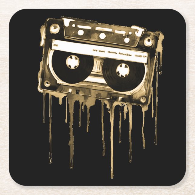 Posavasos Cuadrado De Papel Audiocassette ventilado (Anverso)