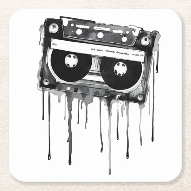 Posavasos Cuadrado De Papel Audiocassette ventilado (Anverso)