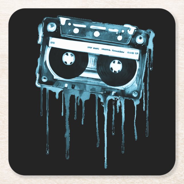 Posavasos Cuadrado De Papel Audiocassette ventilado (Anverso)