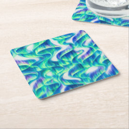Posavasos Cuadrado De Papel Aurora Boreal Patrón Abstracto