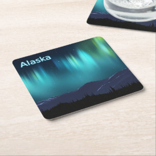 Posavasos Cuadrado De Papel Aurora Borealis