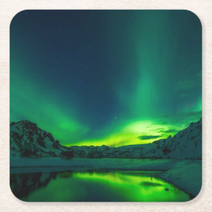 Posavasos Cuadrado De Papel Aurora Verde Impresionante