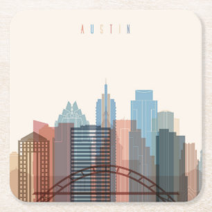 Posavasos Cuadrado De Papel Austin, horizonte de la ciudad de Tejas el