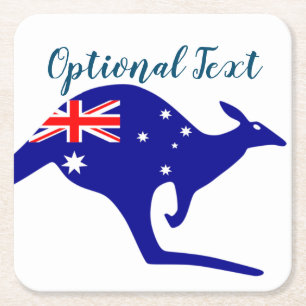 Posavasos Cuadrado De Papel Australia canguro y bandera