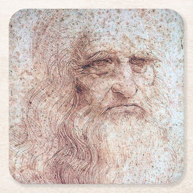 Posavasos Cuadrado De Papel Autorretrato, Leonardo da Vinci (Anverso)