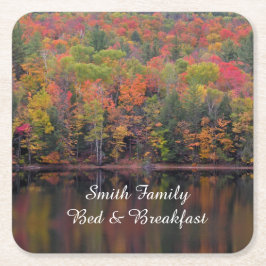 Posavasos Cuadrado De Papel Autumn Leaves Color de caída Escena Papel Residuo