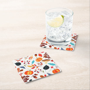 Posavasos Cuadrado De Papel Autumn Pattern Paper Coaster