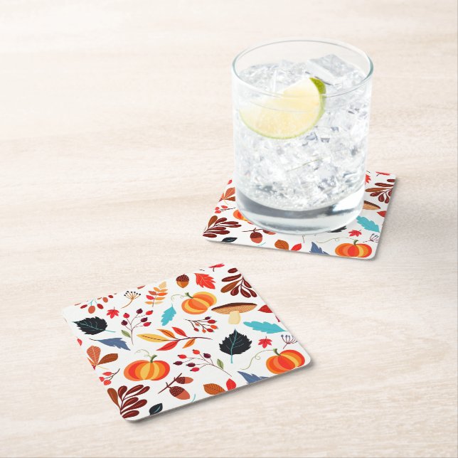 Posavasos Cuadrado De Papel Autumn Pattern Paper Coaster (In situ)