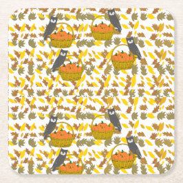 Posavasos Cuadrado De Papel Autumn Pumpkin Pattern Disposable Paper Coasters