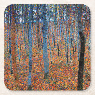 Posavasos Cuadrado De Papel Avenida de abedules, Gustav Klimt