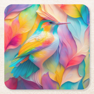 Posavasos Cuadrado De Papel Aves de fantasía Pájaro de seda