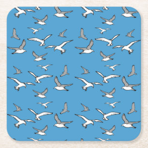 Posavasos Cuadrado De Papel Aves - una bandada de gaviotas