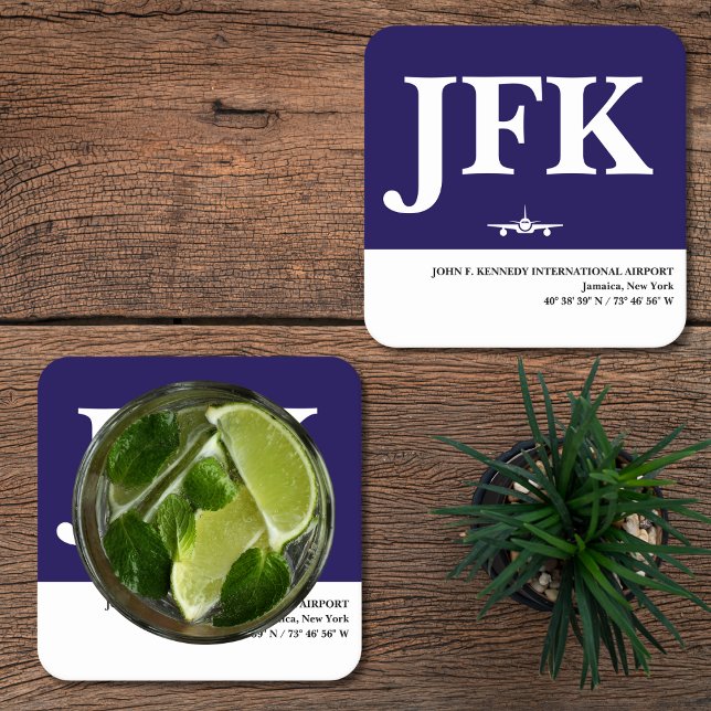 Posavasos Cuadrado De Papel Aviation Airport Code Airplane Blue White Pilot (Subido por el creador)