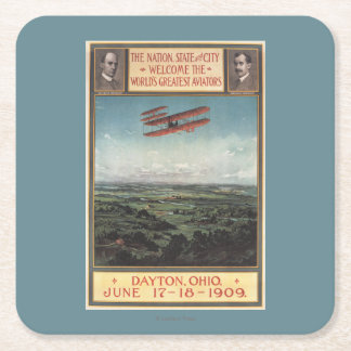 Posavasos Cuadrado De Papel Avión de los hermanos de Wright