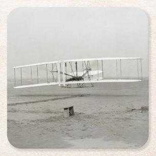 Posavasos Cuadrado De Papel Avión de los Hermanos Wright Primer Vuelo de Avión