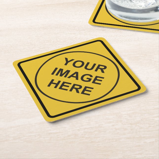 Posavasos Cuadrado De Papel Aviso personalizado Rótulo de diamantes (En perspectiva)