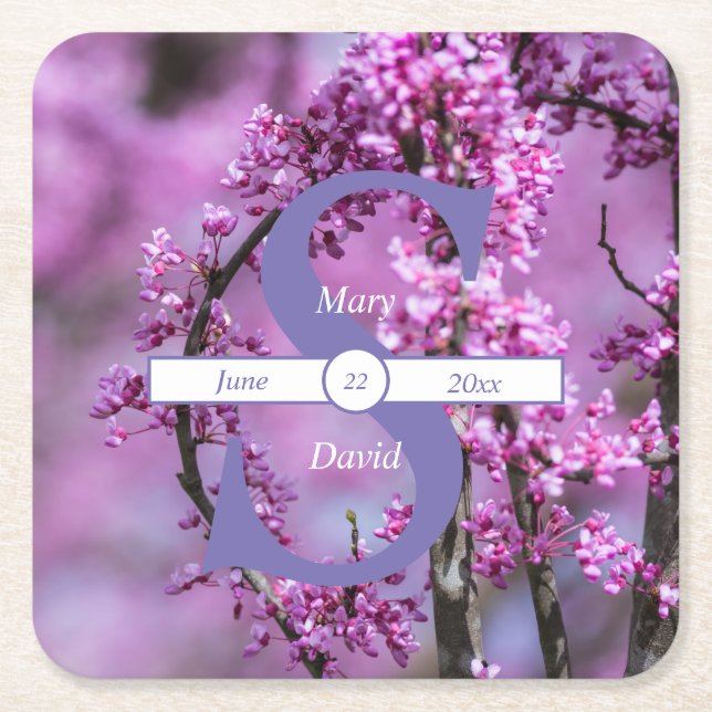 Posavasos Cuadrado De Papel Avondale Redbud Boda de papel (Anverso)