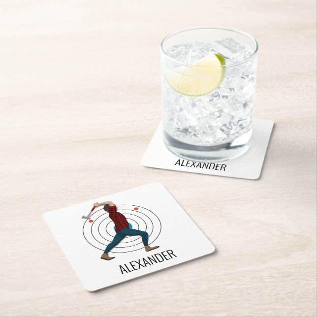 Posavasos Cuadrado De Papel Ax Throwing (In situ)