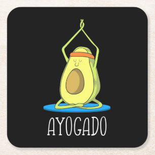 Posavasos Cuadrado De Papel Ayogado Aguacate Yoga Lover