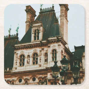Posavasos Cuadrado De Papel Ayuntamiento, 4to distrito, París - Francia