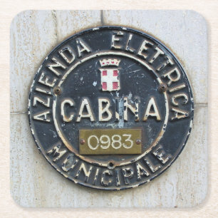 Posavasos Cuadrado De Papel Azienda Electrica Municipale Cabina-Milano, Italia