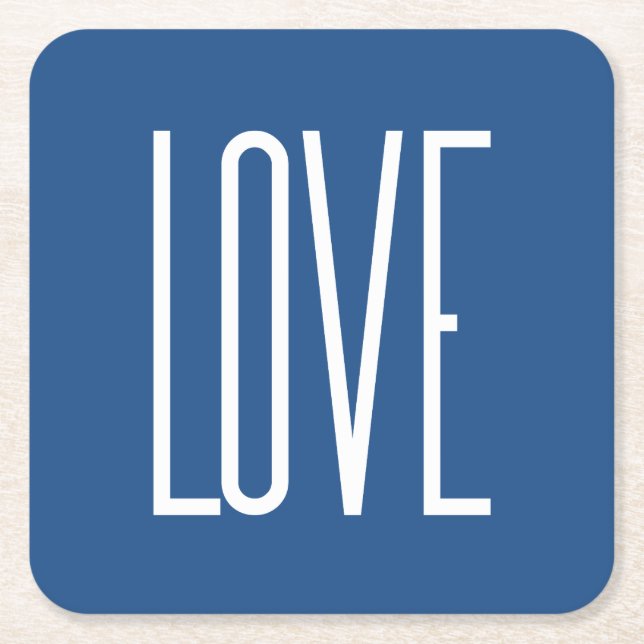 Posavasos Cuadrado De Papel Azul clásico del amor (Anverso)