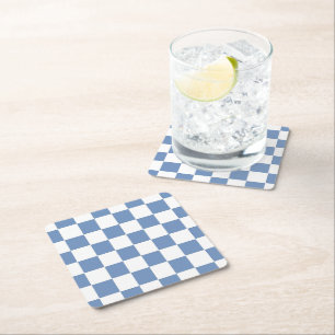 Posavasos Cuadrado De Papel Azul/Gris y blanco controlados