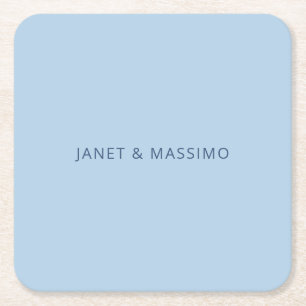 Posavasos Cuadrado De Papel Azul pastel personalizado minimalista nombre perso