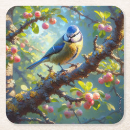 Posavasos Cuadrado De Papel Azul Tit 1