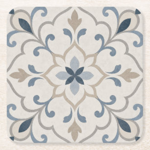 Posavasos Cuadrado De Papel Azulejo de Piedra Ornamental Elegante