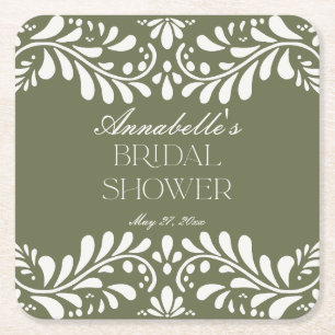 Posavasos Cuadrado De Papel Azulejo Verde Talavera Fiesta Española Despedida d