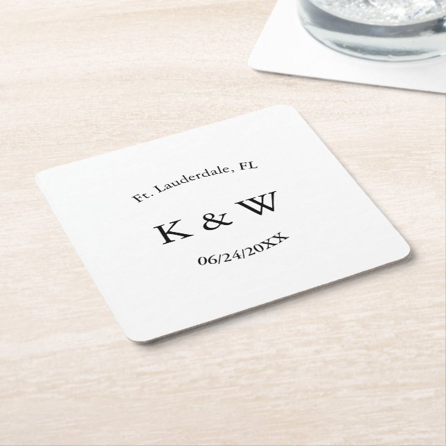Posavasos Cuadrado De Papel B & W personalizado (En perspectiva)