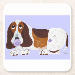 Posavasos Cuadrado De Papel Baby Basset Hound 