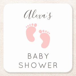 Posavasos Cuadrado De Papel Baby Girl  Baby Shower Favor