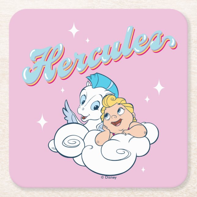 Posavasos Cuadrado De Papel Baby Hercules and Pegasus on a Cloud Square Paper  (Anverso)
