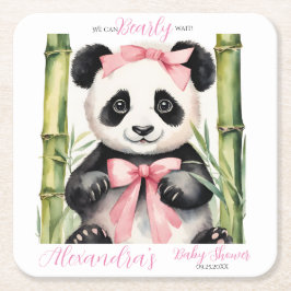 Posavasos Cuadrado De Papel Baby Panda Bear Chicas Baby Shower