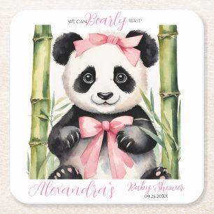 Posavasos Cuadrado De Papel Baby Panda Bear Chicas Baby Shower