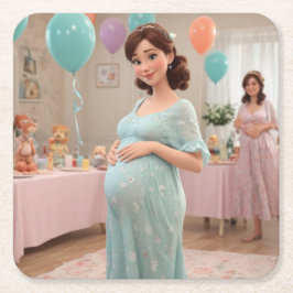 Posavasos Cuadrado De Papel Baby Shower