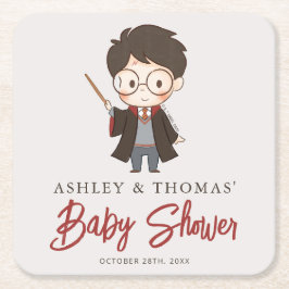 Posavasos Cuadrado De Papel Baby Shower de Harry Potter simple