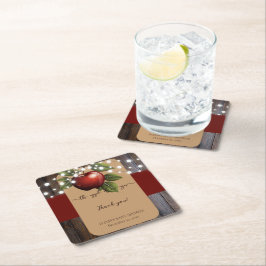 Posavasos Cuadrado De Papel Baby Shower de la caída de Apple of Our Eye Rustic