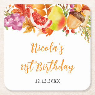 Posavasos Cuadrado De Papel Baby Shower de la Cosecha de Otoño