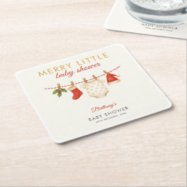 Posavasos Cuadrado De Papel Baby Shower de Merry Little Baby Clothesline