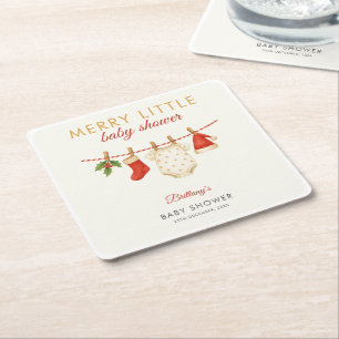 Posavasos Cuadrado De Papel Baby Shower de Merry Little Baby Clothesline