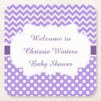 Baby Shower de puntos de polka morado y crudo