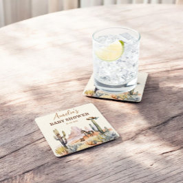 Posavasos Cuadrado De Papel Baby Shower de Rustic Boho Wild West Boy