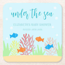 Posavasos Cuadrado De Papel Baby Shower de Sea Life