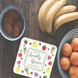 Posavasos Cuadrado De Papel Baby Shower en el mercado de agricultores locales