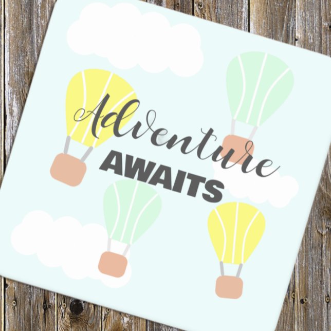 Posavasos Cuadrado De Papel Baby Shower neutro en globo de aire caliente (Subido por el creador)