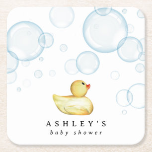 Posavasos Cuadrado De Papel Baby Shower Rubber Ducky