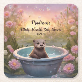 Posavasos Cuadrado De Papel Baby Shower totalmente adorable